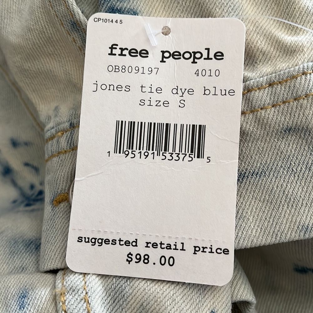 🥳HP🥳 Free People Rumors Denim Jacket Jones Tie Dye Blue - Picture 10 of 11